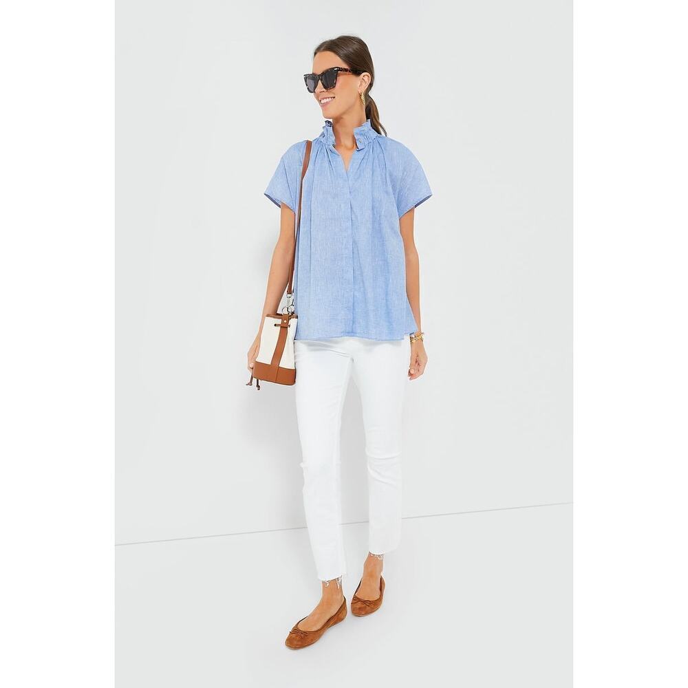 POMANDER PLACE Chambray Rae Blouse Size L NWT Retail $98 Tuckernuck - Picture 7 of 9